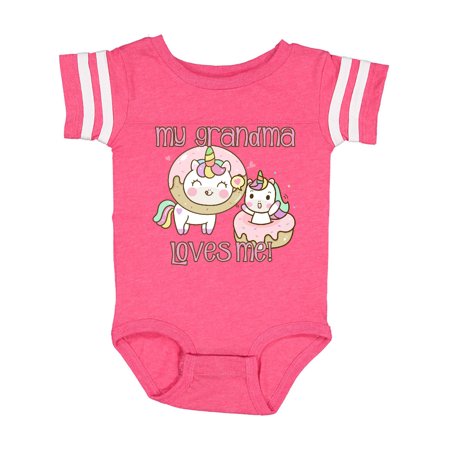 

Inktastic My Grandma Loves Me Unicorns Gift Baby Boy or Baby Girl Bodysuit