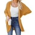 thumbnail image 2 of Long Cable Knitted Sweater Solid Color Cardigan Pockets Round Neck Outwear Fashion Loose Knitwear Open Front Warm Pullover Autumn Women Coat, 2 of 4