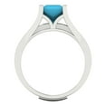 thumbnail image 4 of 2.28 ct Brilliant Princess Cut Turquoise 14k White Gold Solitaire with Accents Engagement Bridal Wedding Ring Band Set size 10.5, 4 of 7