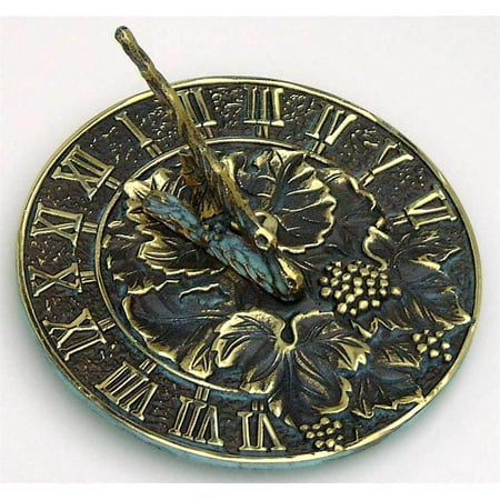 Brass Happiness Sundial - Brass Sundial with Grapevine Accents
