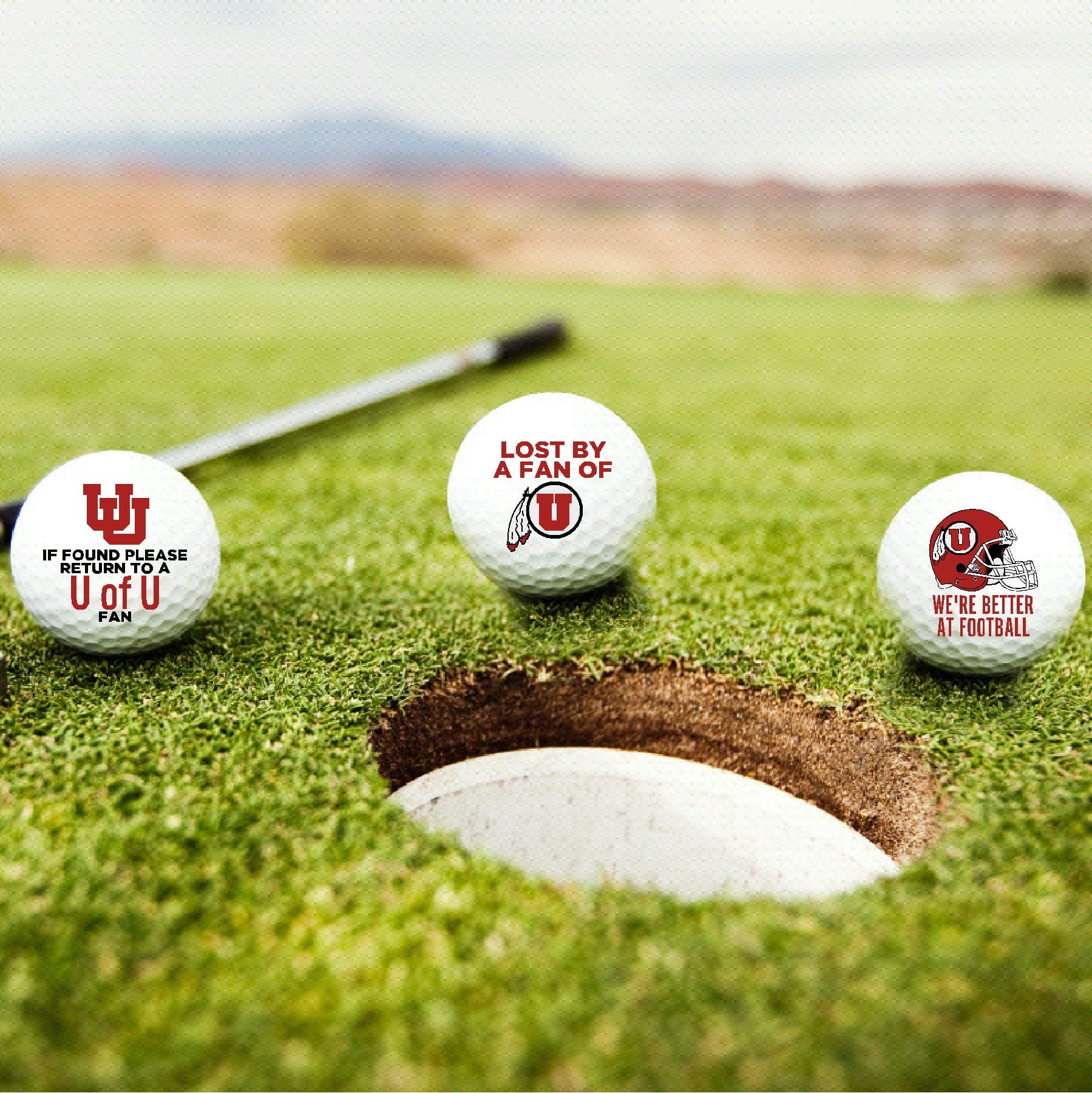 Utah Utes Edition Funny Taylormade Distance+ Golf Balls 12-Pack (Dozen)