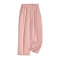 thumbnail image 2 of CLOISE Casual Wide Leg Pants for Women Plus Size Casual Wide Leg Pants With Pockets High Waisted Stretchy Wide Leg Pants Elastic Waist Comfy Palazzo Pants Pull On Lightweight Straight Leg Pants Pink, 2 of 7