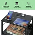 thumbnail image 4 of Bedside table with drawers End table with charging station Bedroom side table with USB port and socket 3-storey high bedside frame with fabric drawers for living room, dormitory, 4 of 6