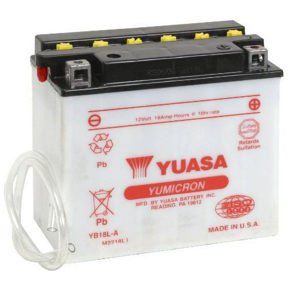 Yuasa YB18L-A Yumicron 12V 18Ah Conventional Powersports Battery, Dry Charged, Street Bike (YUAM2218L)