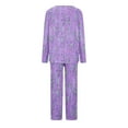 thumbnail image 4 of ITSAME Pajama Sets for Womens, Retro Floral Long Sleeve Tops Fit Pants Casual Home Clothes 2-Piece Purple XL, 4 of 5