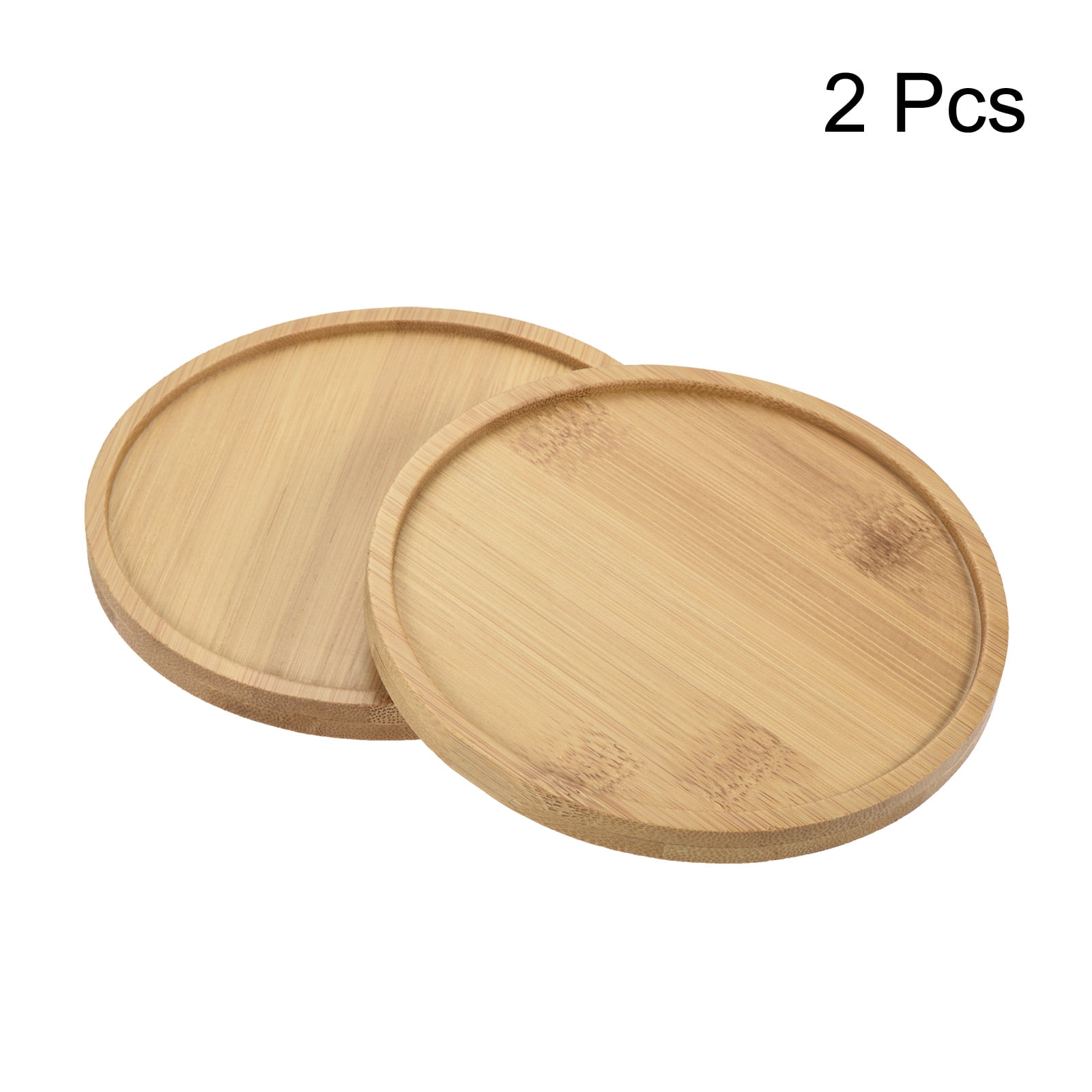 Unique Bargains Plant Pot Saucers OD Bamboo Round Flower Drip Tray for Indoors 4.7 Inch