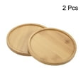 thumbnail image 3 of Uxcell 12cm OD Round Bamboo Plant Saucer Flowerpot Drip Tray Indoor, 2 Pack, 3 of 5