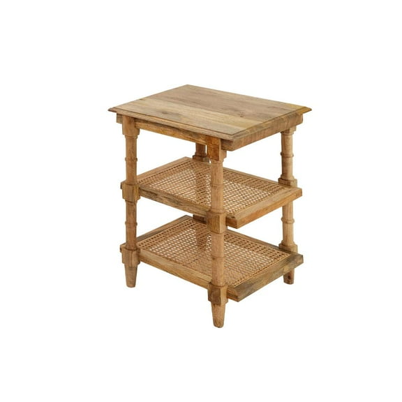 Carolina Chair & Table Chesterfield Wood & Cane 3 Shelf Side Table - Natural