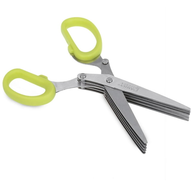 Stainless Steel Multipurpose 5 Blade Herb Scissors Kitchen Tool with Cleaning Comb