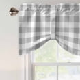 thumbnail image 5 of Tie Up Valances for Windows, Grey Plaid Adjustable Valance Curtains Window Treatment for Living Room, Gradient Geometric Buffalo White Checkered Rod Pocket Kitchen Curtains & Drapes 42x18 Inch, 5 of 9