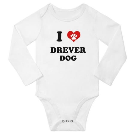 

I Heart Drever Dog Baby Long Bodysuits Unisex (White 0-3 Months)