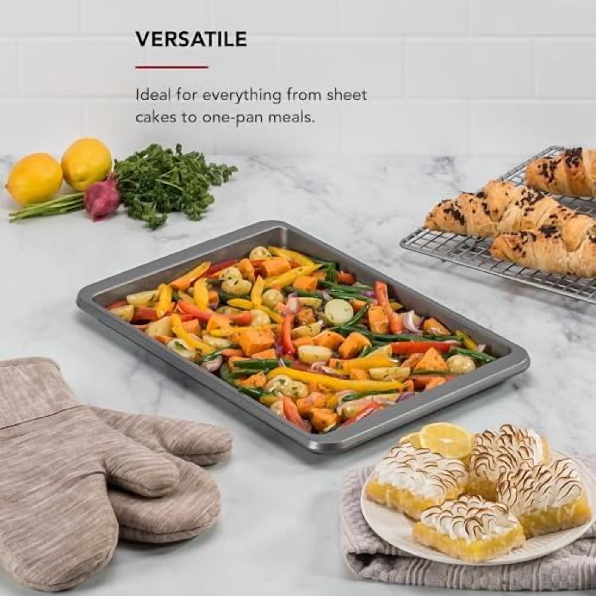 Premium Aluminized Steel Baking Sheet, Nonstick, 10x15 Inch, Contour Silver (Pack of 6)