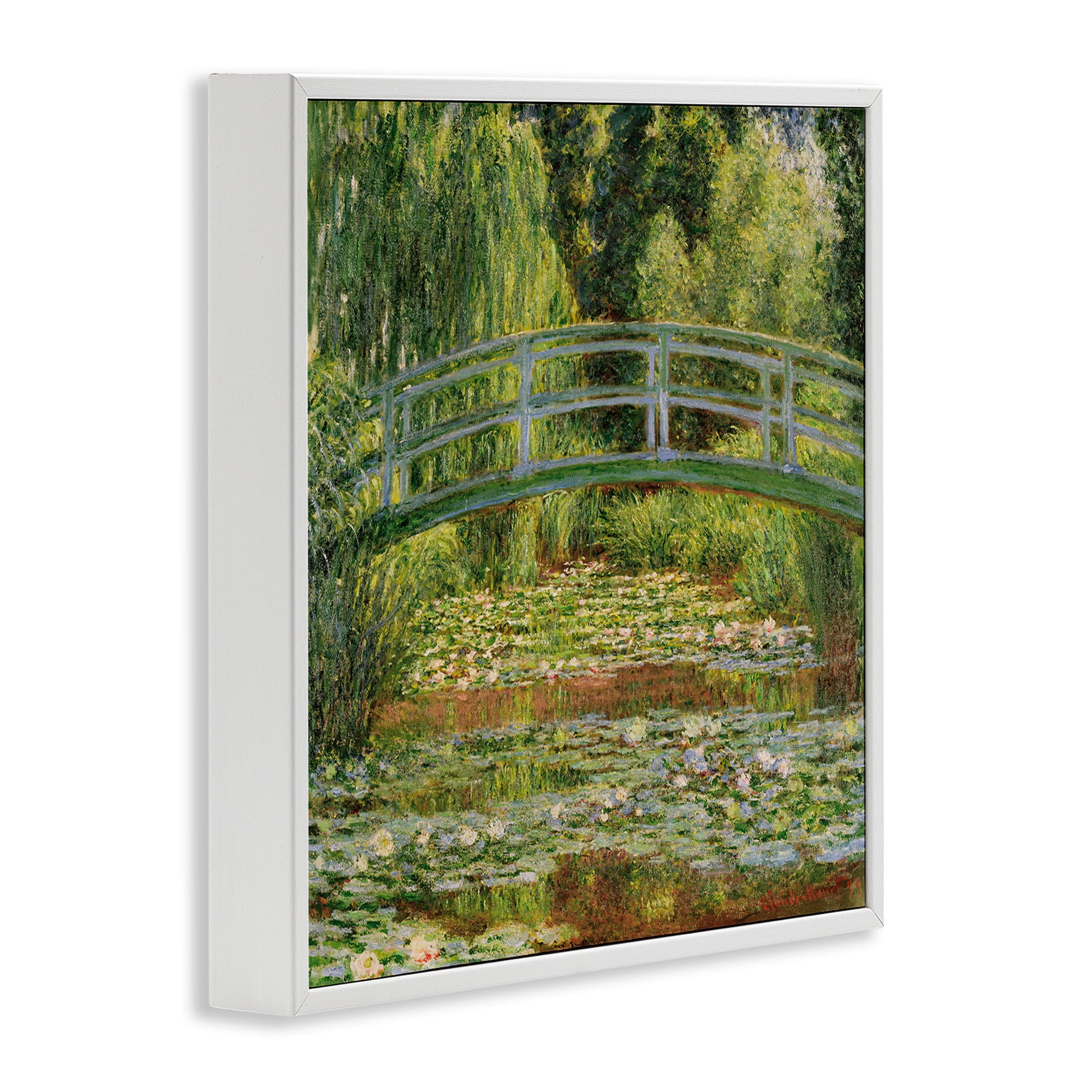 Stupell Industries Water Lily Pond Monet Classic Painting Landscape Painting White Framed Art Print Wall Art, 12 x 12