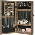 thumbnail image 5 of YEXJ Lockable Jewelry Cabinet Armoire with Mirror, Wall-Mounted Space Saving Jewelry Storage Organizer, Rustic Brown, 5 of 10