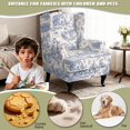 thumbnail image 4 of HUISEFOR French Country Wingback Chair Covers, Toile de jouy Wingback Armchair Slipcover, 2 Piece, 1 Wing Cover & 1 Cushion Cover, Anti‑Scratch, Easy to Install, Furniture Protector, 4 of 7