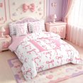 thumbnail image 2 of Manfei Pink Letter Print D 7-Piece King Bedding,Cute Coquette Bow King Bed in a Bag,Pink Reversible, 2 of 7