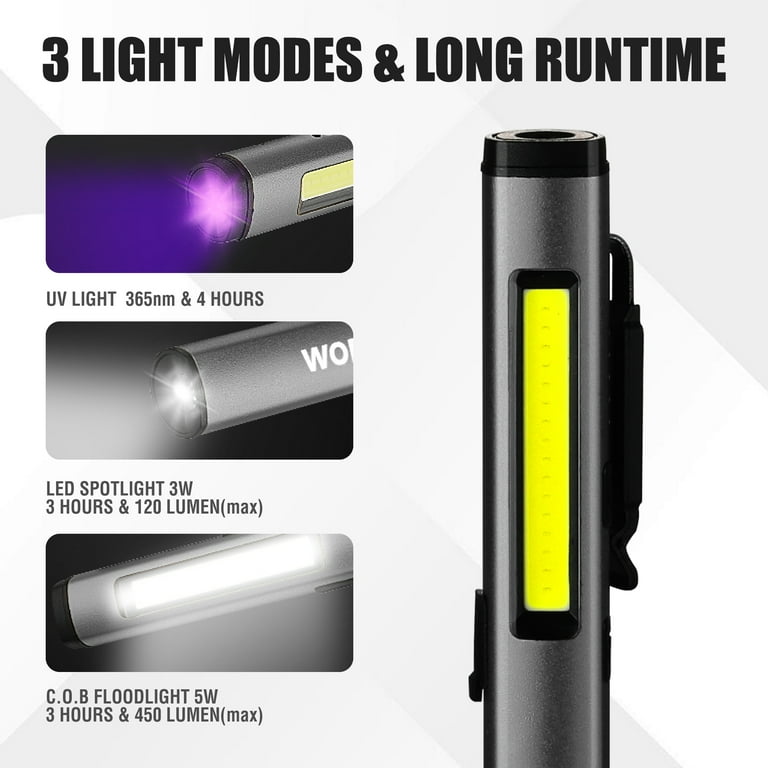 Wurkkos FC11 Mini lampe de poche LED rechargeable, haute 90CRI 1300 lumens, étanche IP67, capuchon arrière magnétique, idéale pour la randonnée, la pêche, le camping (noir, 5 000 K
