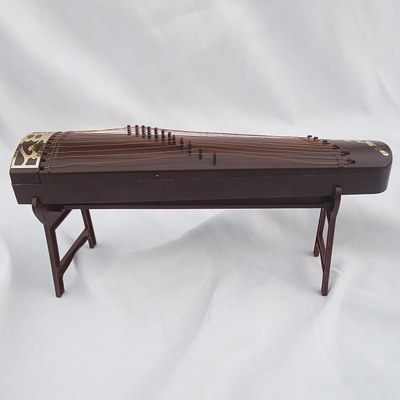 PTOOTP Coffee Colored Zither Dollhouse Accessory Model for Craft Projects, 1 Set Miniature Decoration