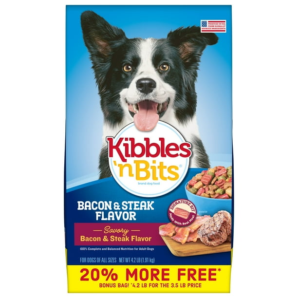 Kibbles 'n Bits Bacon & Steak Flavor Dry Dog Food, 4.2Pound Bag