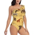thumbnail image 3 of Honeii Cute Animals for women's one-piece swimsuit featuring a chic one-shoulder design experience elegance and style in the water-Large, 3 of 6
