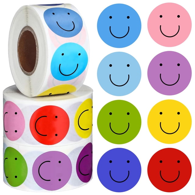 Pegatina Outus Face Smile de 2,5 cm para niños, 3000 unidades