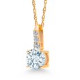thumbnail image 3 of Gem Stone King 10K Yellow Gold Sky Blue Aquamarine and White Lab Grown Diamond Pendant Necklace for Women (0.55 Cttw, Round 5MM, Gemstone March Birthstone, with 18 inch Chain), 3 of 5