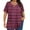 Wine, variant on Women's Plus Size V Neck Cross Front Short Sleeve Top, Striped Print Casual Blouse, Soft Loose Fit T-Shirt for Summer Daily Wear Casual Outings