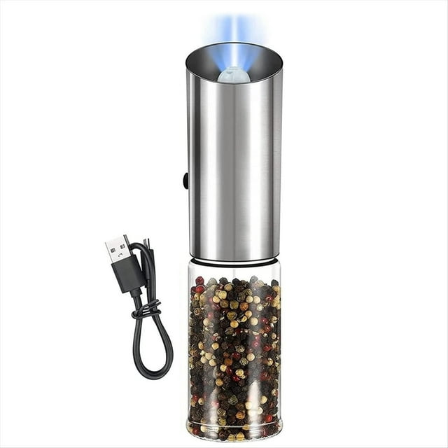 Molinillo de Pimienta Molinillo de Sal y Pimienta Eléctrico Recargable por USB Funcionamiento con una Sola Mano Coctelera de Sal y Pimienta Ajustables