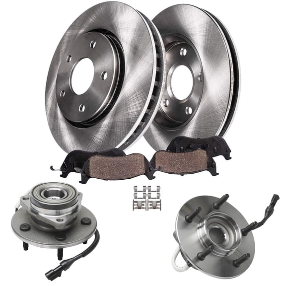 Detroit Axle - 4WD Front Brake Kit for 1997-2000 Ford F-150 [4WD] Disc Brake Rotors Ceramic Brake Pads Wheel Bearing Hubs