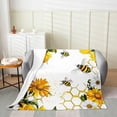 thumbnail image 2 of Xchearser Bee Flannal Throw Blanket Twin 60"x80" Bee Honeycomb Sunflower Plush Blanket for Kids Boys Girls Garden Floral Decor Fleece Blanket Microfiber Cute Animal Fuzzy Blanket Bee Gifts, 2 of 6