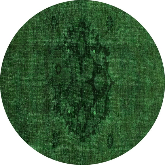 Ahgly Company Indoor Round Abstract Green Modern Area Rugs, 6' Round