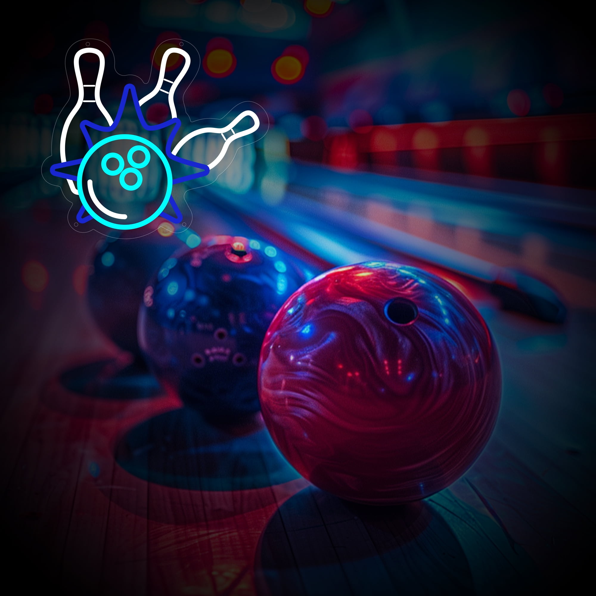 Bowling Neon Sign for Wall Decor, Bowling Ball Led Signs for Home Decor, Dimmable Neon Light Sign for GYM, Game Room, Living Room, Bar Decoration, USB Powered Light Up Signs for Man Cave