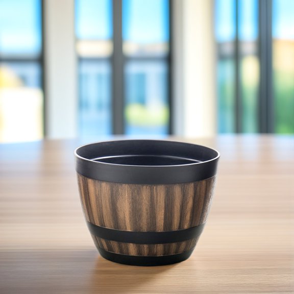 Niceauty Retro Plastic Flower Pot with Imitation Wood Grain Design for Indoor and Outdoor Plants
