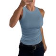thumbnail image 2 of Womens Tank Tops High Neck Sleeveless Ribbed Tank Casual Basic Thick Strap Slim Fitted Shirts, 2 of 5