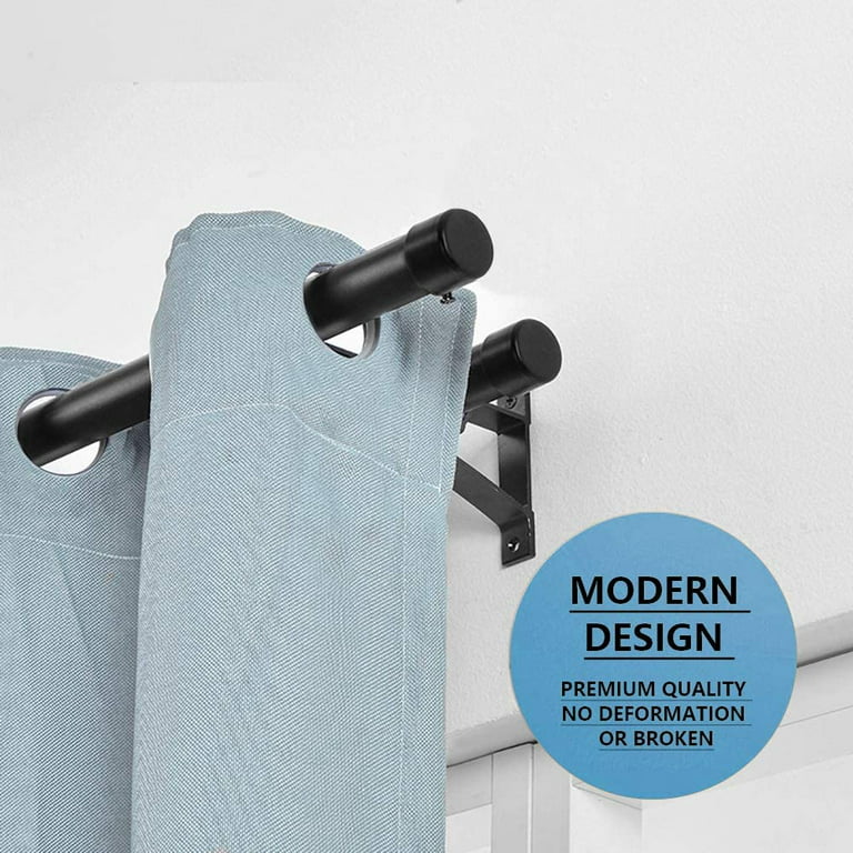  Double Curtain Rod Bracket, White Heavy Duty Curtain Rod  Holders Curtain Rod Hooks for 1 to 1.2 inch Rods Wall Mounted Drapery Rod  Brackets Support Hanger, 4 Pack : Home & Kitchen