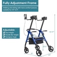 thumbnail image 4 of ELENKER Heavy Duty Upright Rollator Walker, 500 lbs Capacity, Adjustable Mobility Walking Aid for Seniors, Blue, 4 of 6