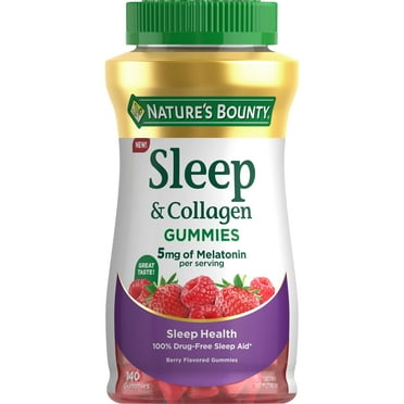 Nature’s Bounty® Sleep   Collagen Gummies, 5mg Melatonin, Sleep Aid, Berry Flavor, 140 Gummies