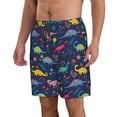thumbnail image 2 of KLL Dinosaur Flowers Men's Casual Summer Beach Shorts Hawaiian Shorts with Pockets-Small, 2 of 5