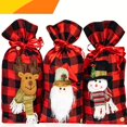 thumbnail image 1 of Bolsas con cordón, bolsas de Navidad con diseño 3D de cuadros de búfalo para suministros de fiesta de Navidad, 18 x 10 pulgadas Namotu YZY966, 1 of 7