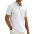 thumbnail image 4 of GrmtClth Men's Polo Shirt with Chest Pocket Short Sleeve Solid Color Business Casual Regular Fit Classic Work Tops 2026 White XL, 4 of 7