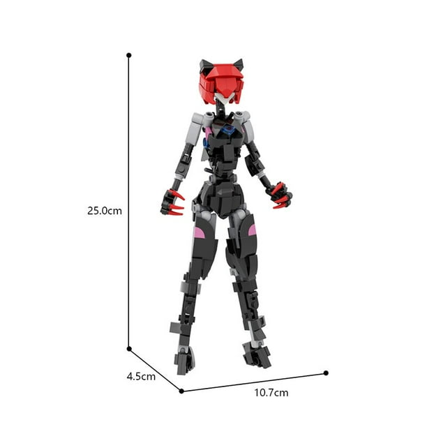 MOC-Robot de figuras de acción móvil para niños, traje de Robots femeninos, gato, niña, bloques de construcción, zorro, Mech, Guerrero, ladrillos, juguete