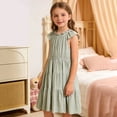 thumbnail image 5 of Trendfront Girls Light Green Dress Crew Neck Sleeveless Ruffle Casual Sundress Summer Outfit for Girls 3-10Y, 5 of 6