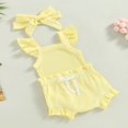 thumbnail image 4 of Infant Baby Girl Summer Clothes Ribbed Ruffle Sleeveless Romper Drawstring Bloomer Shorts Headband Outfits Blue 0-3 Months, 4 of 7