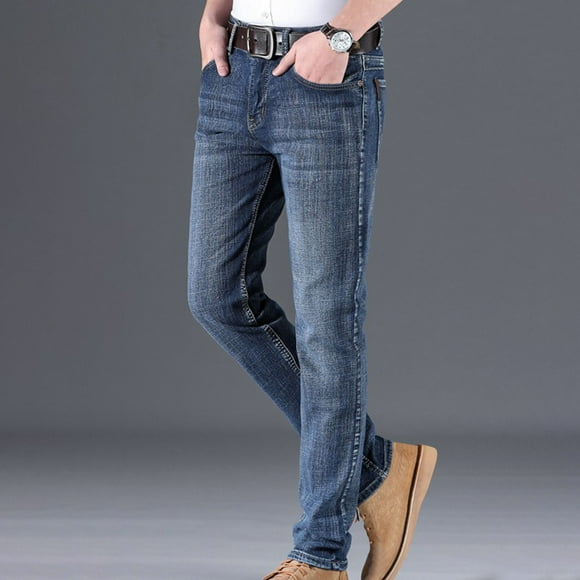 Wolfast Jeans pour Hommes Slim Fit Skinny Denim Stretch Jean Stretch, Bleu XL