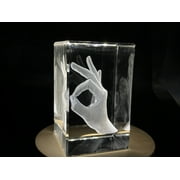 OK Gesture 3D Engraved Crystal Decor