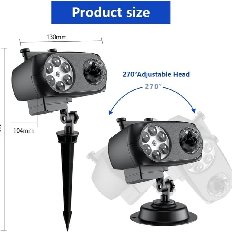 HAKUTA Christmas Projector Lights With 16 Pattern Slides & Remote | Dual Lens HD Wave & Image Projector For Holidays, Parties, Decor