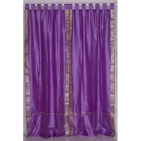Lavender Tab Top Sheer Sari Curtain Drape Panel Pair