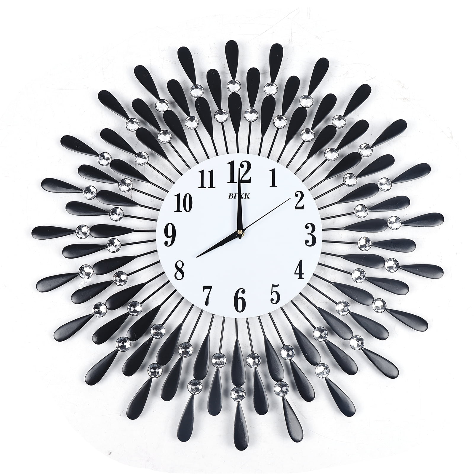 Miumaeov Black Dia 24cm Creative Wall Clock Silent Quartz Clock glass