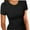 Black, variant on Women's Crew Neck Ribbed Fitted Shirt, Basic Short Sleeves Slim Fit Tops Summer T Shirt