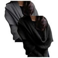 thumbnail image 2 of (2pc)MSJUHEG Sheer Scarf,Boho Scarf,Scarves Lightweight,Cotton Scarf Lightweight,Floral Scarf,Utrum Cable Wrap for Cropped Sweater Scarf with Sleeves Wrap Black 1 A, 2 of 5